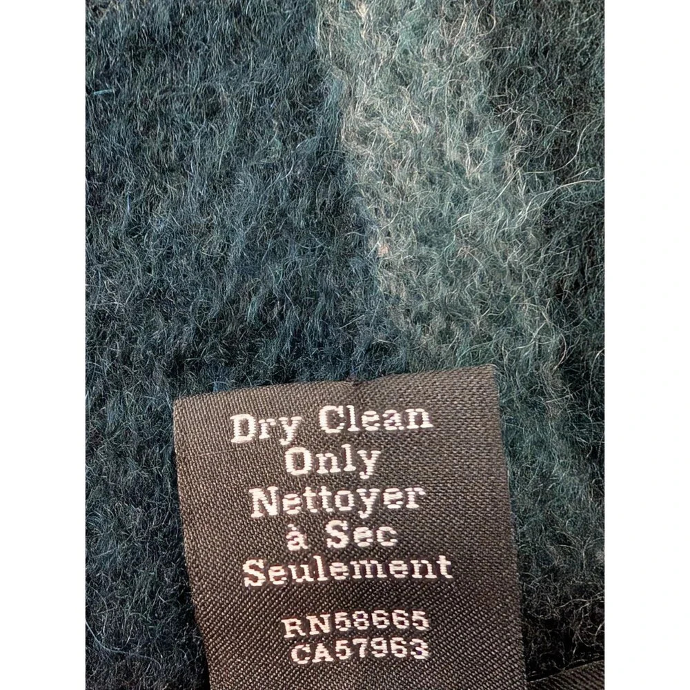 Nordstrom 100% Cashmere Men's Plaid Scarf Navy/Green Fringe 12